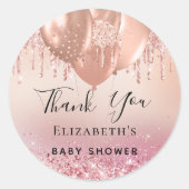 Sticker Rond Ballons d'or rose rose baby shower (Devant)