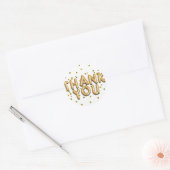 Sticker Rond Ballons Dorés & Points de Confettis Remerciements (Enveloppe)
