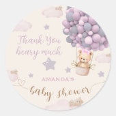 Sticker Rond Ballons d'ours Baby shower rose doux Classique (Devant)