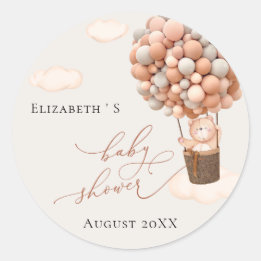 Sticker Rond Ballons d'ours de baby shower