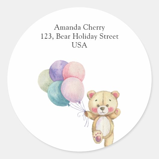 Sticker Rond Ballons d'ours en peluche - expédition (Devant)