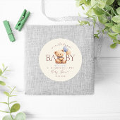 Sticker Rond Ballons d'ours en peluche mignon Boho bleu Rose Fl