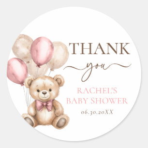 Sticker Rond Ballons d'ours en peluche mignons Baby shower ro