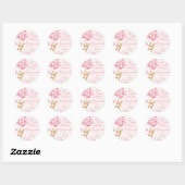 Sticker Rond Ballons d'ours en peluche rose Merci (Feuille)