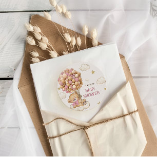 Sticker Rond Ballons d'ours en peluche rose pâle