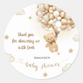 Sticker Rond Ballons d'ours Merci d'or beige (Devant)