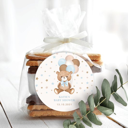 Sticker Rond Ballons en forme d'ours en peluche rétro bleu marr