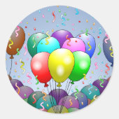 Sticker Rond Ballons et Confettis (Devant)