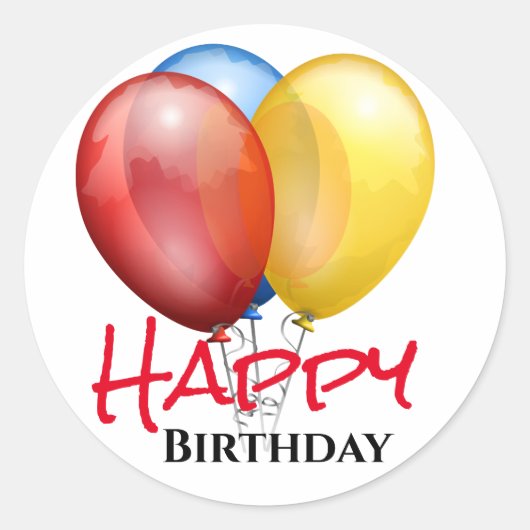 Sticker Rond Ballons Joyeux Anniversaire (Devant)