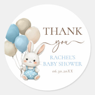 Sticker Rond Ballons lapins mignons   Baby shower Blue Boy