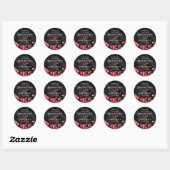Sticker Rond Ballons Noir Rouge Anniversaire (Feuille)