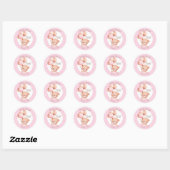 Sticker Rond Ballons Ours Aquarelle Rose (Feuille)