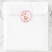 Sticker Rond Ballons Ours Aquarelle Rose (Sac)