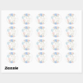 Sticker Rond Ballons rose bleu Baby shower Floral Twins (Feuille)