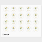 Sticker Rond Ballons verts Gold&Sage | Parti Favoriser Merci (Feuille)