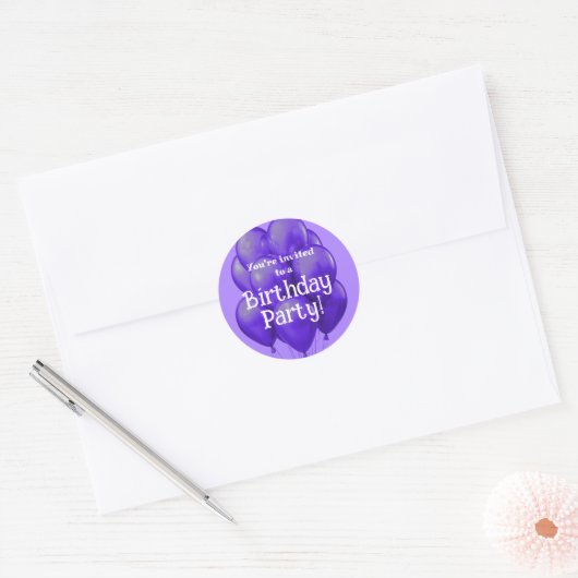 Sticker Rond Ballons violets Enveloppe de fête d'anniversaire S (Enveloppe)