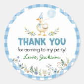 Sticker Rond Balloon bleu oie soyeux Anniversaire (Devant)