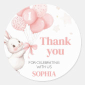 Sticker Rond Balloon de lapin fête d'anniversaire (Devant)