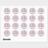 Sticker Rond Balloon rose et gris Filles 10e anniversaire (Feuille)