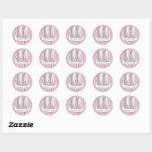 Sticker Rond Balloon rose et gris Filles 11e anniversaire (Feuille)