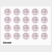 Sticker Rond Balloon rose et gris Filles 13e anniversaire (Feuille)