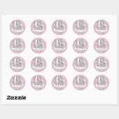 Sticker Rond Balloon rose et gris Filles 15e anniversaire (Feuille)