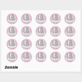 Sticker Rond Balloon rose et gris Filles 18e anniversaire (Feuille)