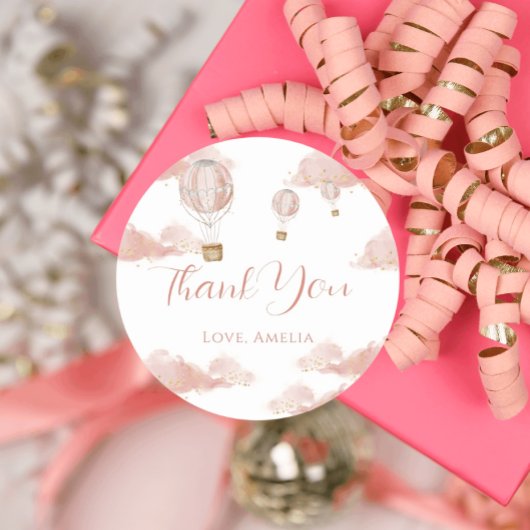 Sticker Rond Balloon rose Magic Gold Parties scintillant Annive