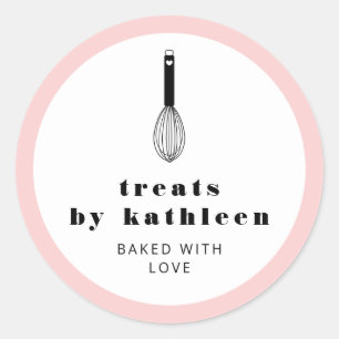 Sticker Rond Balloon Whisk Black Blush Pink Bakou