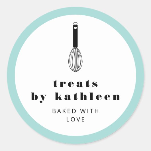 Sticker Rond Balloon Whisk Black Robin Egg Blue Bakery (Devant)