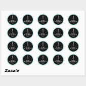 Sticker Rond Balloon Whisk Black Turquoise Bakery (Feuille)