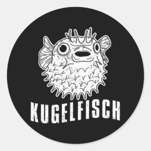 Sticker Rond Balloonfish animaux aquariums océans poivrons