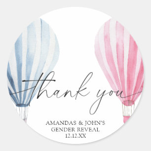 Sticker Rond Balloons aérostatiques aquarelle Merci pour la rév
