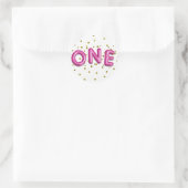 Sticker Rond Balloons Rose Clair Points Dorés Fête d'anniversai (Sac)