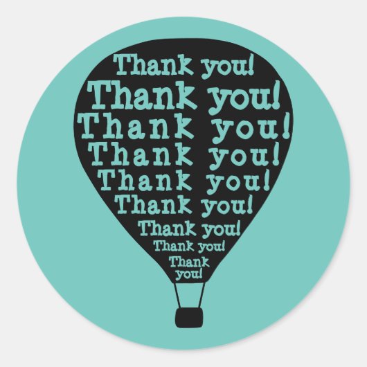 Sticker Rond Ballotte à air chaud en Merci turquoise (Devant)