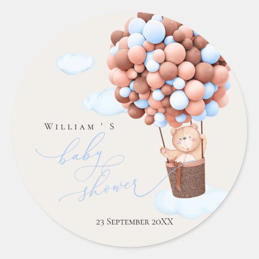 Sticker Rond Ballotte à oreille baby shower (Devant)