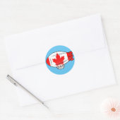Sticker Rond Ballotte Blimp Drapeau Canadien Dans Ciel Bleu Per (Enveloppe)