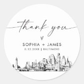 Sticker Rond Baltimore Merci Favor 3" (feuille de 6) (Devant)