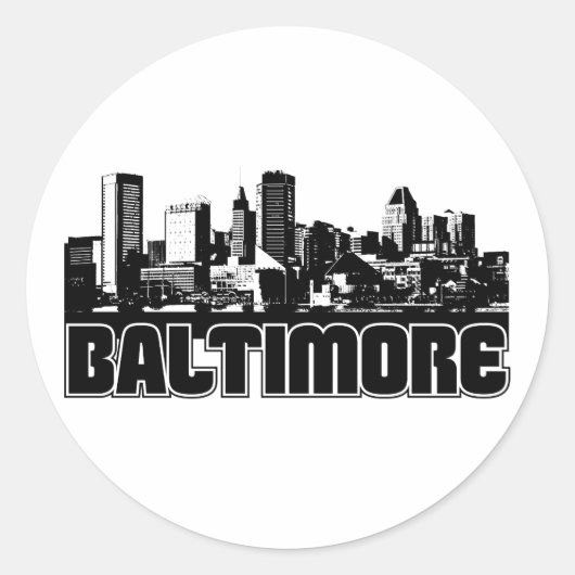 Sticker Rond Baltimore Skyline (Devant)