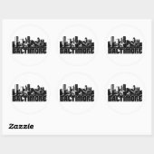 Sticker Rond Baltimore Skyline (Feuille)