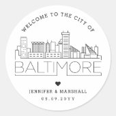 Sticker Rond Baltimore Skyline | Accueil Mariage (Devant)
