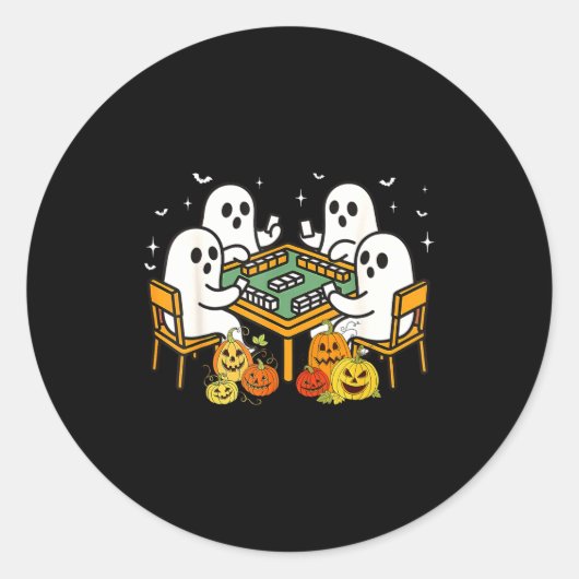 Sticker Rond Bam Boo Halloween Ghost Mahjong Funny Costume Game (Devant)