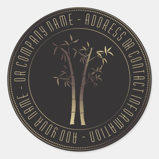 Sticker Rond Bambou En Or De Cadre Circulaire (Devant)