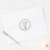 Sticker Rond Bambou En Vert Cadre Circulaire (Enveloppe)