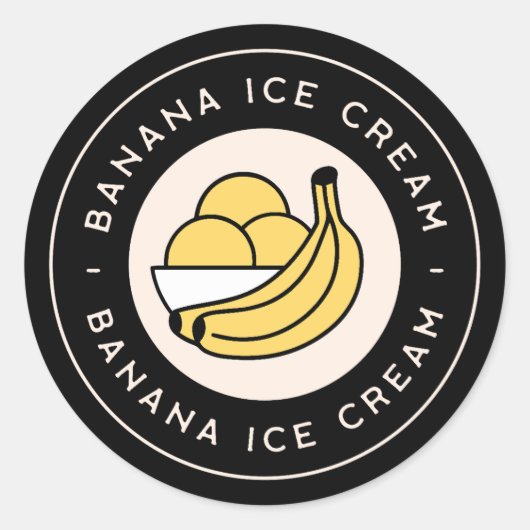 Sticker Rond Banana ice cream flavor (Devant)