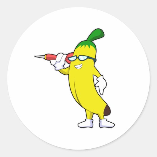 Sticker Rond Banane aux fléchettes avec fléchettes (Devant)