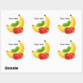 Sticker Rond Banane et fraises (Feuille)