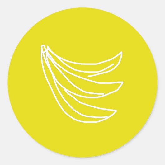 Sticker Rond Banane heureuse jaune funky (Devant)