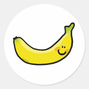 Sticker Rond Banane jaune amusante
