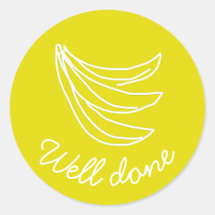 Sticker Rond Banane joyeuse jaune funky bien fait enseignement